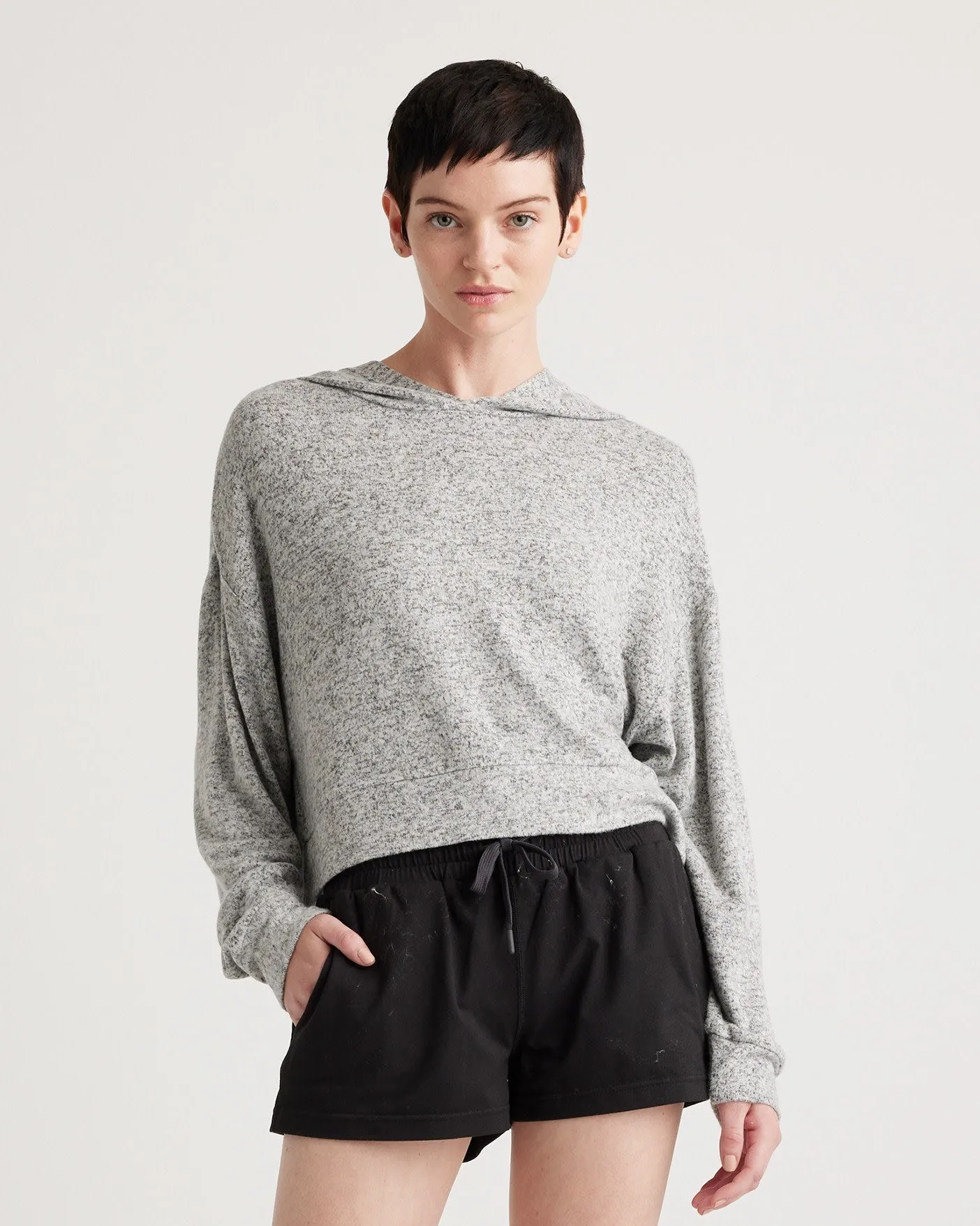 Brushed Lounge Cropped Pullover Hoodie